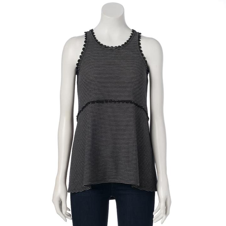 Women's Lc Lauren Conrad Print Tunic Tank, Size: Xs, Black