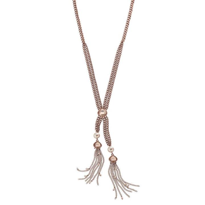 Simply Vera Vera Wang Fringe Swag Y Necklace, Women's, Beig/khaki