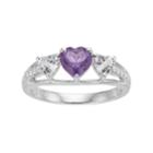 Sterling Silver Amethyst & Lab-created White Sapphire Triple Heart Ring, Women's, Size: 6, Purple