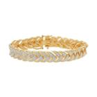 18k Gold Over Silver Glitter Braided Bracelet, Women's