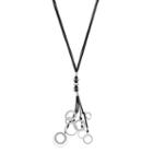 Glittery Circle Cord Y Necklace, Women's, Silver