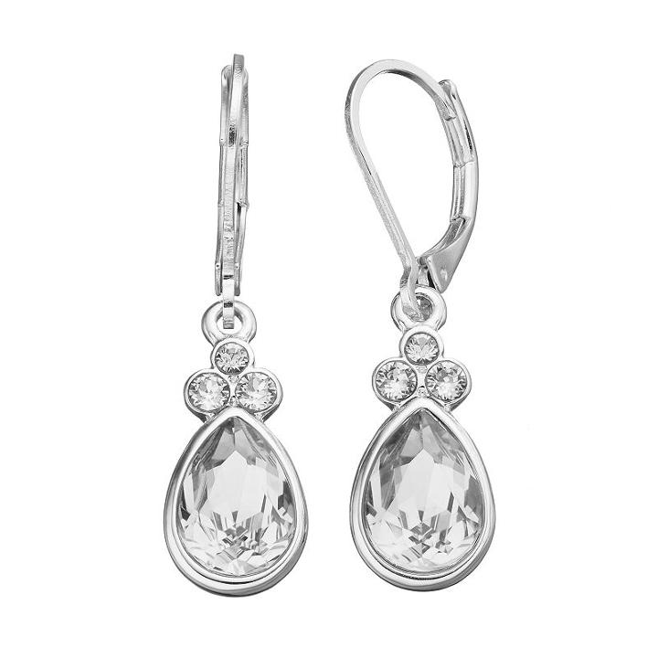 Dana Buchman Crystal Teardrop Earrings, Women's, Silver
