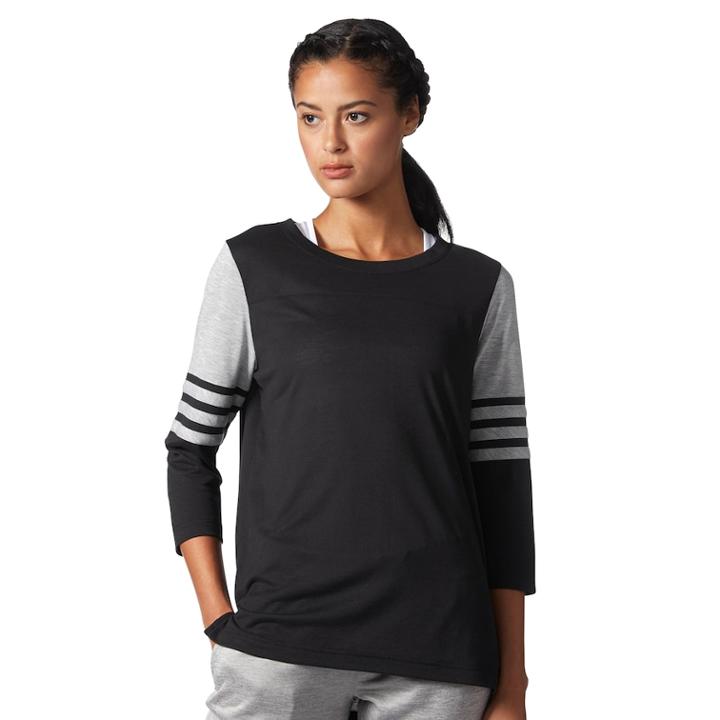 Women's Adidas 3 Stripe Jersey Tee, Size: Xs, Black