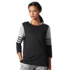 Women's Adidas 3 Stripe Jersey Tee, Size: Xs, Black