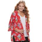 Juniors' Pink Republic Printed Open-front Kimono, Teens, Size: Xs, Dark Red