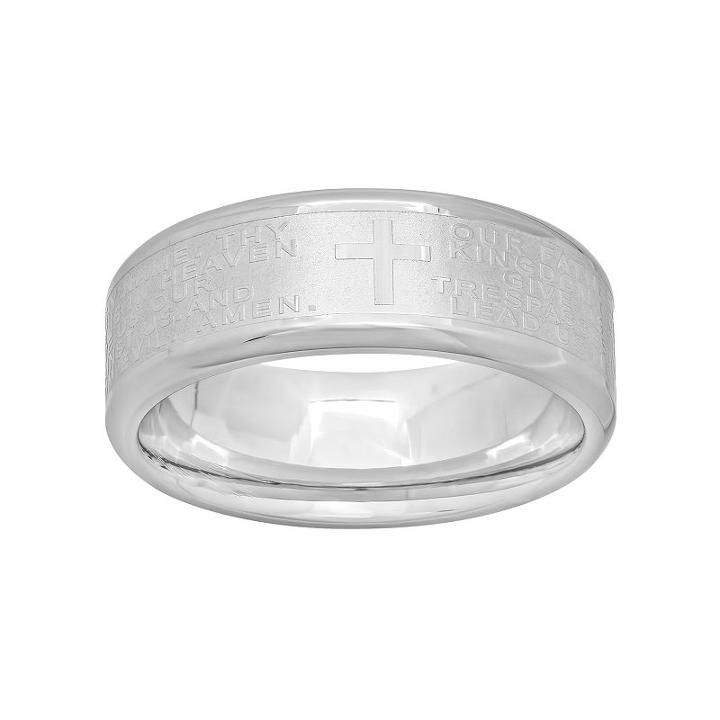 Stainless Steel The Lord's Prayer Band - Men, Size: 8.50, Grey