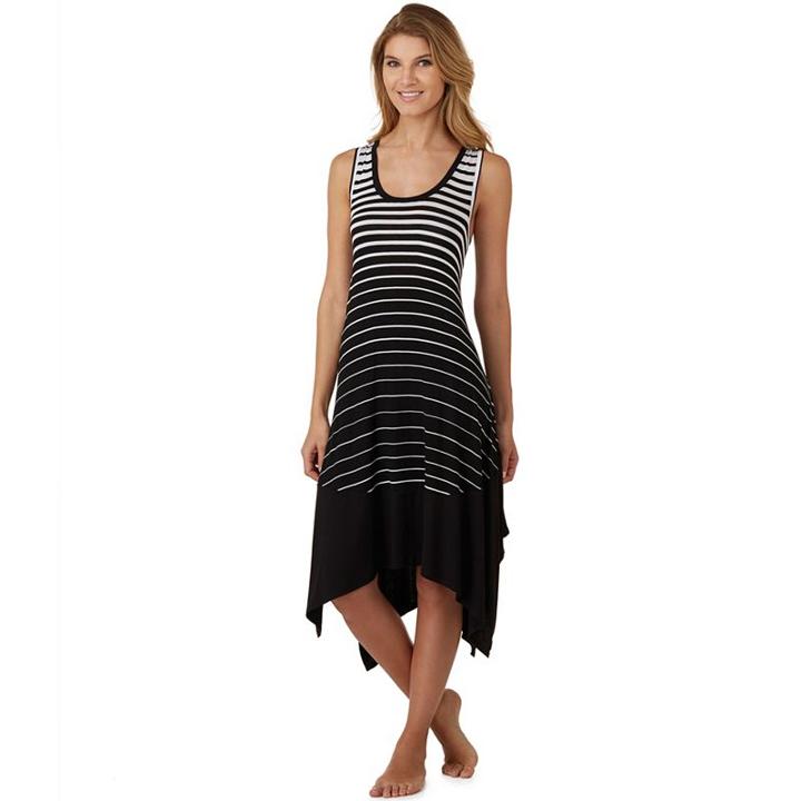 Women's Cuddl Duds Pajamas: Color Fusion Tank Maxi Dress, Size: Medium, White Oth