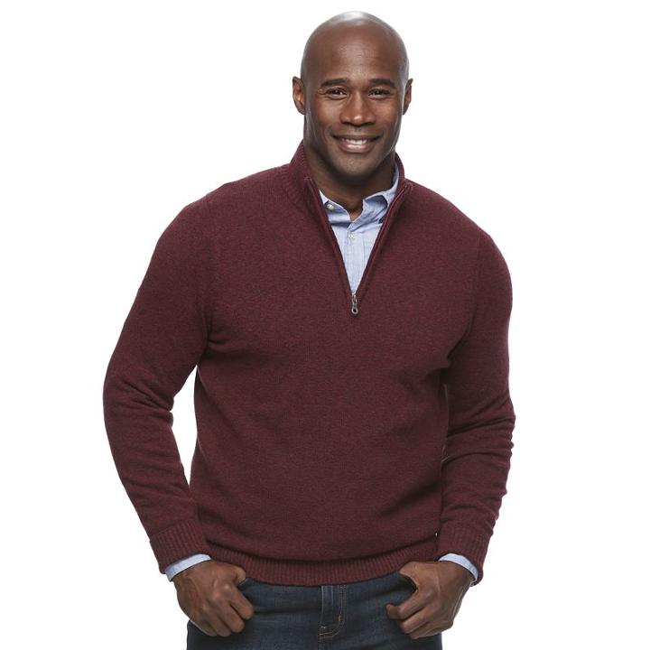 Big & Tall Croft & Barrow&reg; True Comfort Classic-fit Stretch Quarter-zip Sweater, Men's, Size: 4xb, Dark Red