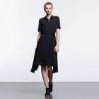 Women's Simply Vera Vera Wang Simply Noir Mix-media Shirtdress, Size: Xl, Black