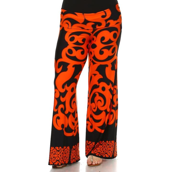 Plus Size White Mark Solid Palazzo Pants, Women's, Size: 3xl, Drk Orange