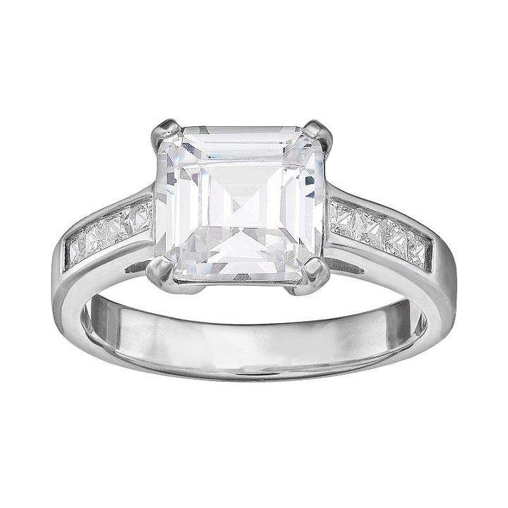 Cubic Zirconia Engagement Ring In Sterling Silver, Women's, Size: 9, White