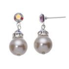 Crystal Avenue Silver-plated Crystal And Simulated Pearl Drop Earrings - Made With Swarovski Crystals, Multicolor