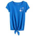 Girls Plus Size So&reg; Rolled Cuff Tie Front Tee, Size: 16 1/2, Blue (navy)
