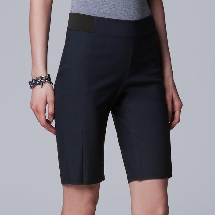 Women's Simply Vera Vera Wang Modern Bermuda Shorts, Size: Small, Blue (navy)