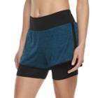 Women's Tek Gear&reg; Performance Layered Knit Shorts, Size: Small, Turquoise/blue (turq/aqua)