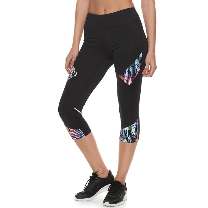 Women's Fila Sport&reg; Reflective Capri Leggings, Size: Large, Black