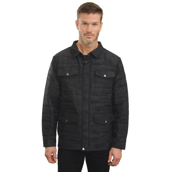 Men's Mountain And Isles Camo Puffer Shirt Jacket, Size: Large, Blue (navy)