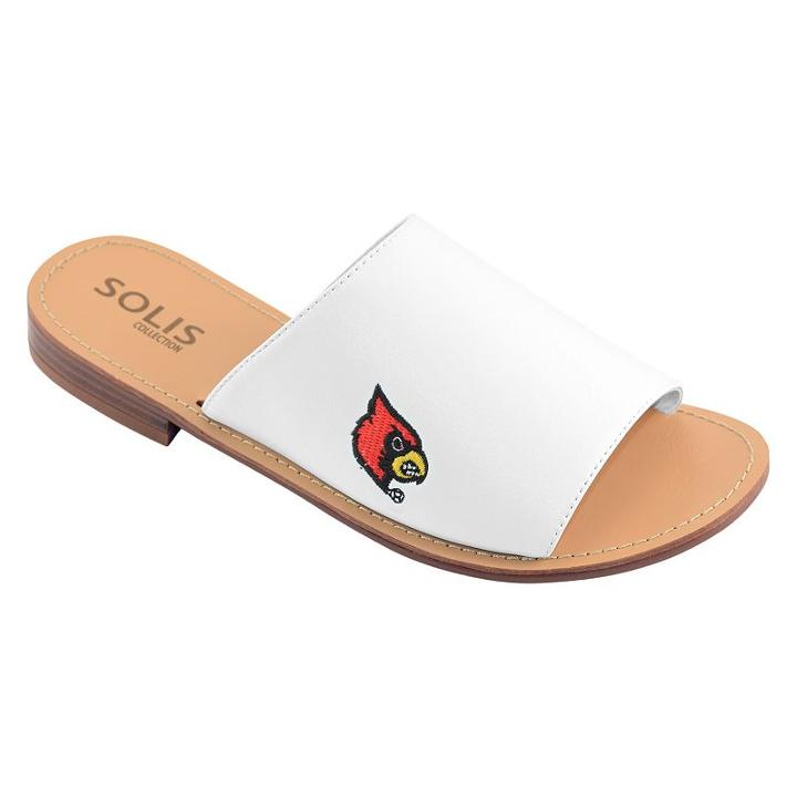 Women's Louisville Cardinals Fashionable Slide Sandals, Size: 8, White