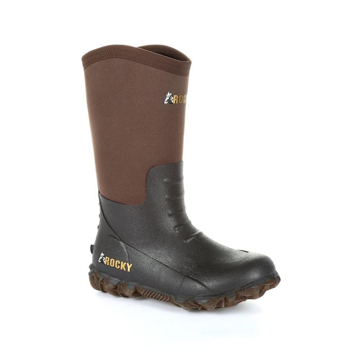 Rocky Core Rubber Toddler Waterproof Outdoor Boots, Size: 1, Brown