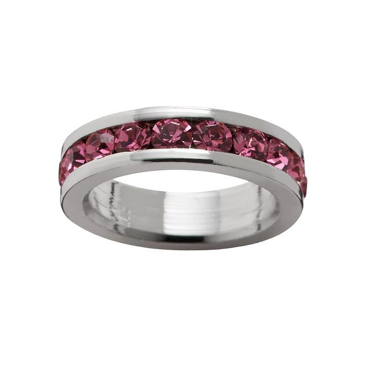 Traditions Sterling Silver Swarovski Crystal Birthstone Rondelle Charm, Women's, Pink