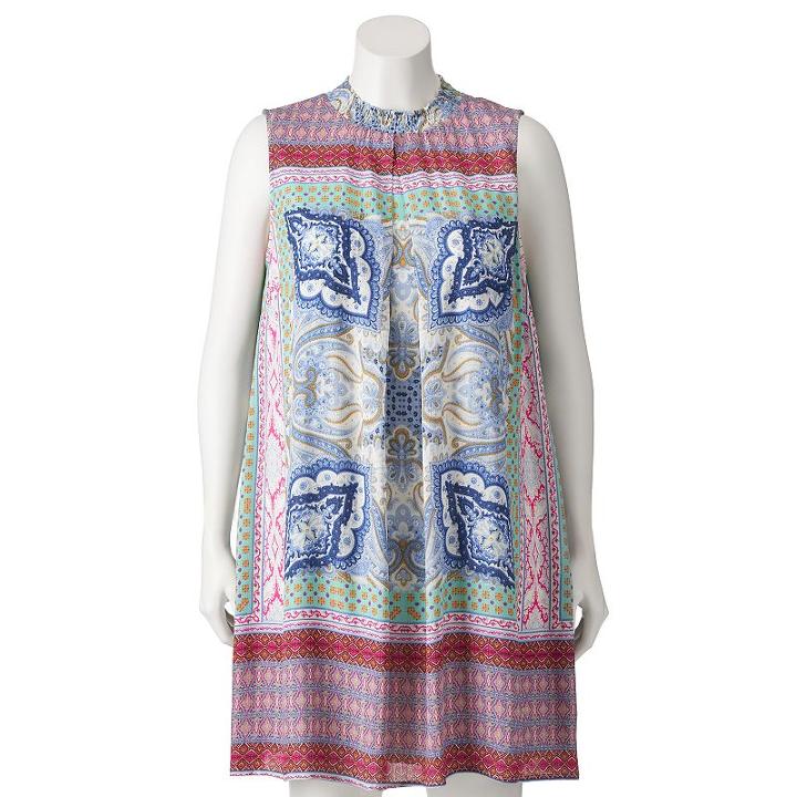 Juniors' Plus Size Speechless Mosaic Mockneck Shift Dress, Girl's, Size: 2xl, Green Oth