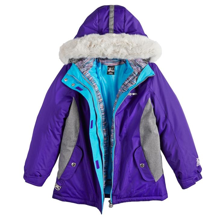 Girls 7-16 Zeroxposur Carol 3-in-1 Systems Jacket, Size: 10-12, Brt Purple