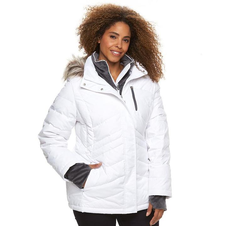 Plus Size Free Country Faux-fur Down Jacket, Women's, Size: 1xl, White