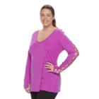 Plus Size Wild Majesty Lace-up High-low Tee, Women's, Size: 2xl, Brt Purple