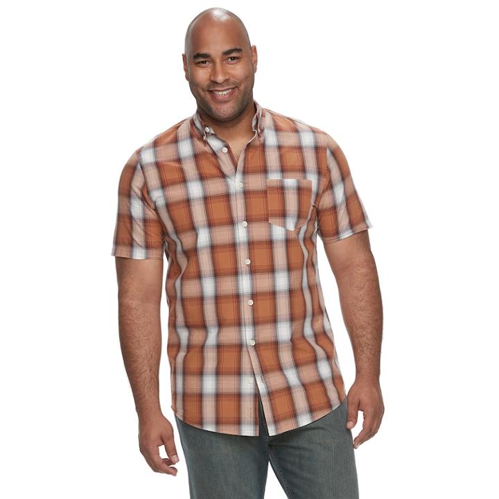Big & Tall Urban Pipeline&reg; Awesomely Soft Regular-fit Plaid Button-down Shirt, Men's, Size: Xl Tall, Med Brown