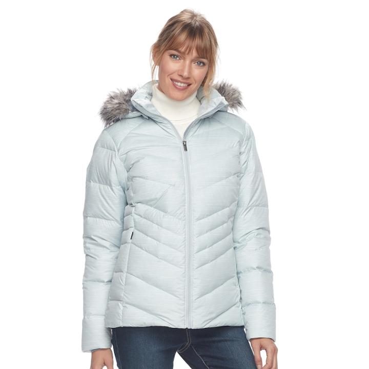 Women's Columbia Icy Heights Hooded Down Puffer Jacket, Size: Large, Med Grey