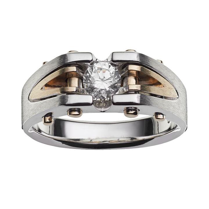 10k Gold Two Tone 1/2-ct. T.w. Diamond Ring - Men, Size: 9, White