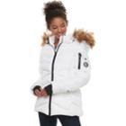 Madden Nyc Juniors' Short Puffer Jacket, Teens, Size: Large, White