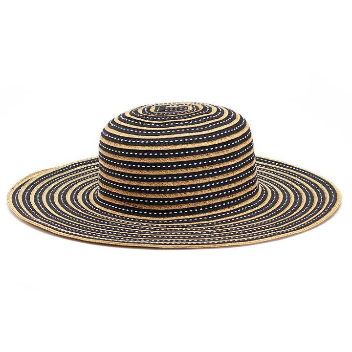 Sonoma Goods For Life&trade; Striped Straw Floppy Hat, Women's, Black