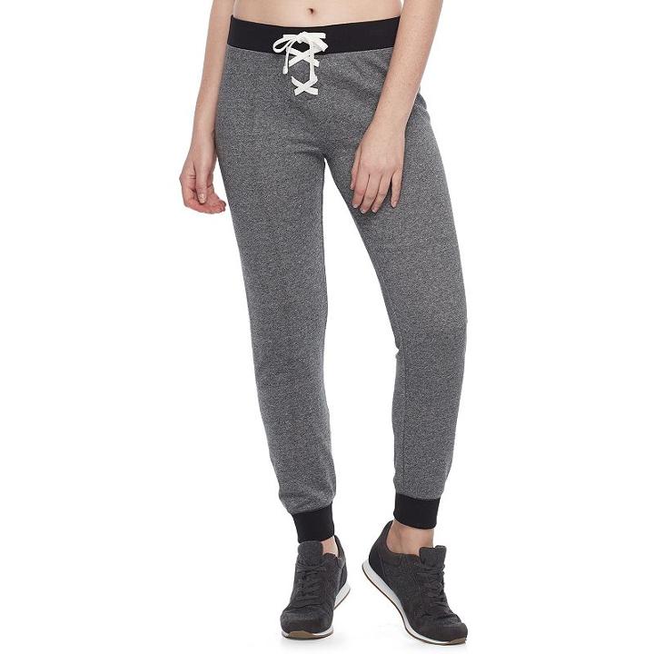 Juniors' So&reg; Lace-up Jogger Pants, Teens, Size: Medium, Dark Grey