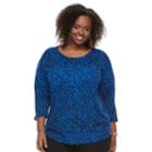 Plus Size Dana Buchman Curved Hem Sweater, Women's, Size: 4xl, Light Blue