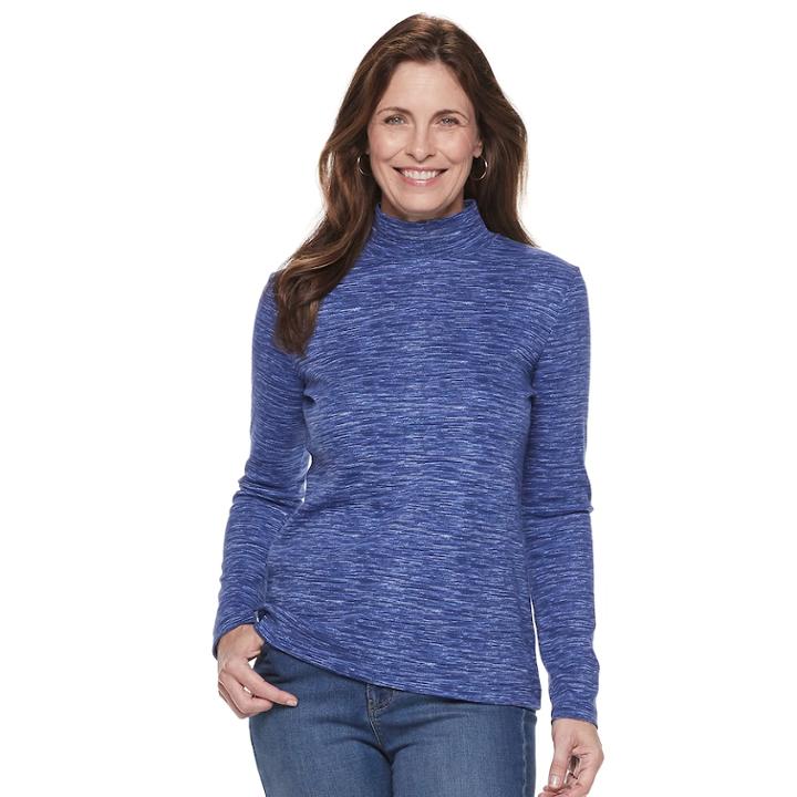 Women's Croft & Barrow&reg; Essential Mockneck Top, Size: Xxl, Dark Blue