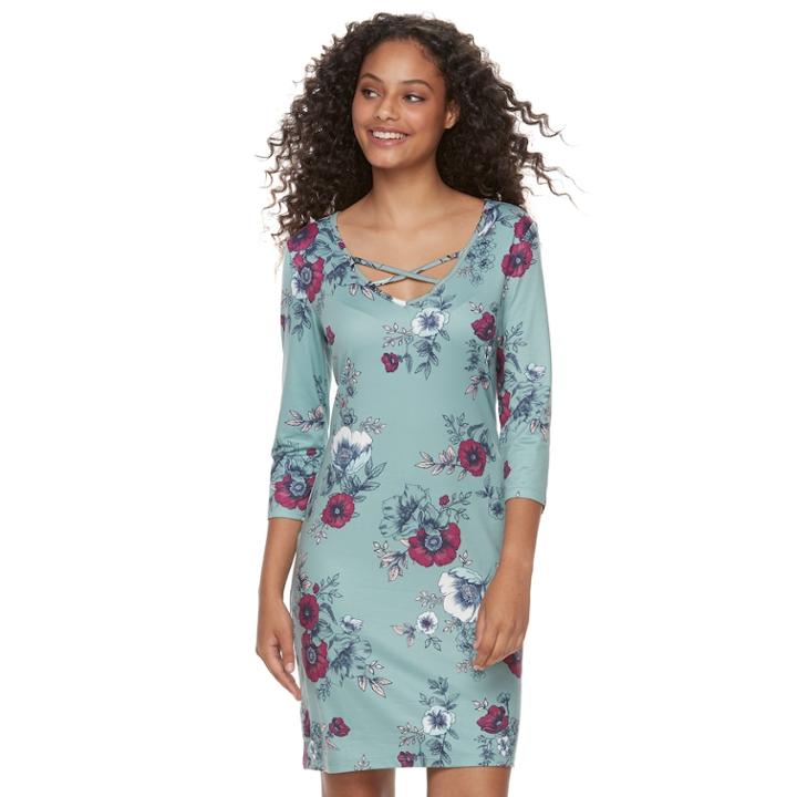 Juniors' Mudd&reg; Cross Front Bodycon Dress, Teens, Size: Xs, Brt Green