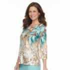 Women's Alfred Dunner Studio Leaf Leopard Top, Size: Small, Leaves