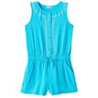 Girls 4-6x Design 365 Floral Romper, Size: 6, Turquoise/blue (turq/aqua)