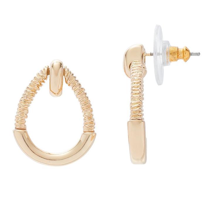 Napier Pleated Curved Bar Nickel Free Drop Earrings, Women's, Gold