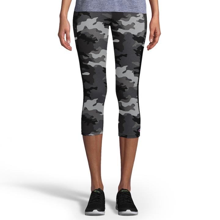 Women's Champion Gym Issue Camo Mid-rise Capri Leggings, Size: Medium, Lt Brown