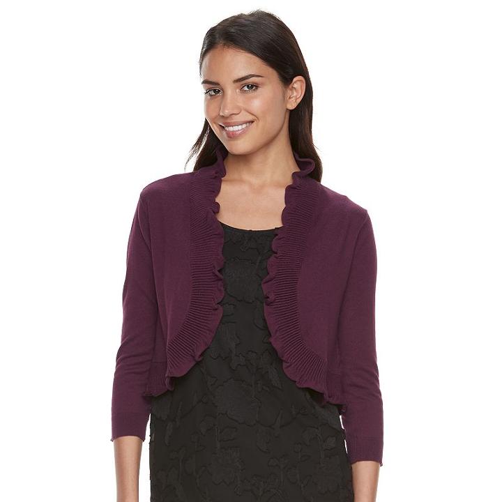 Women's Elle&trade; Ruffle Shrug, Size: Large, Red