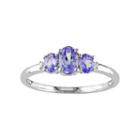 Tanzanite & Diamond Accent 10k White Gold 3-stone Ring, Women's, Size: 5, Purple
