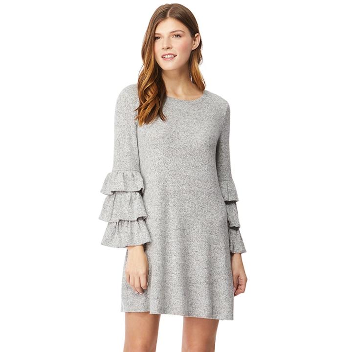 Juniors' Wallflower Ruffle-sleeve Sweater Dress, Teens, Size: Xl, Grey