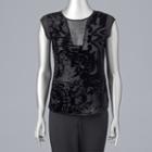 Petite Simply Vera Vera Wang Velvet Burnout Top, Women's, Size: M Petite, Black