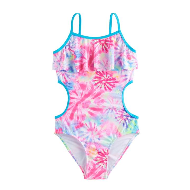 Girls 7-16 So&reg; Tie-dye Monokini Swimsuit, Size: 14, Pink
