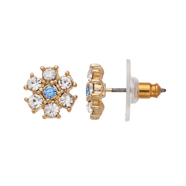 Lc Lauren Conrad Nickel Free Simulated Crystal Flower Button Stud Earrings, Women's, Blue