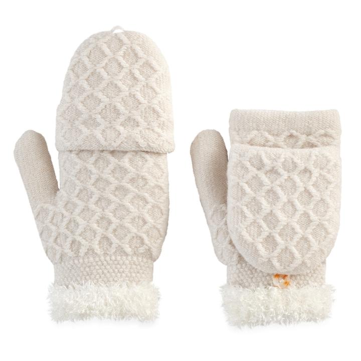 Sonoma Goods For Life&trade; Women's Solid Woven Convertible Flip-top Mittens, Natural