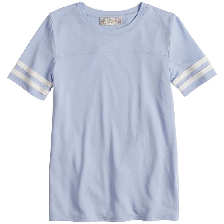 Girls Plus Size Pink Republic Crewneck Varsity Tee, Size: Medium, Light Blue