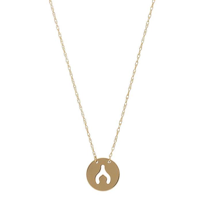 14k Gold Cutout Wishbone Necklace, Women's, Size: 16, Yellow